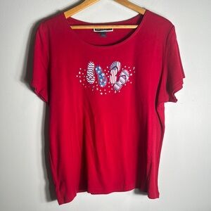 Karen‎ Scott Red Short Sleeve Relaxed T-Shirt